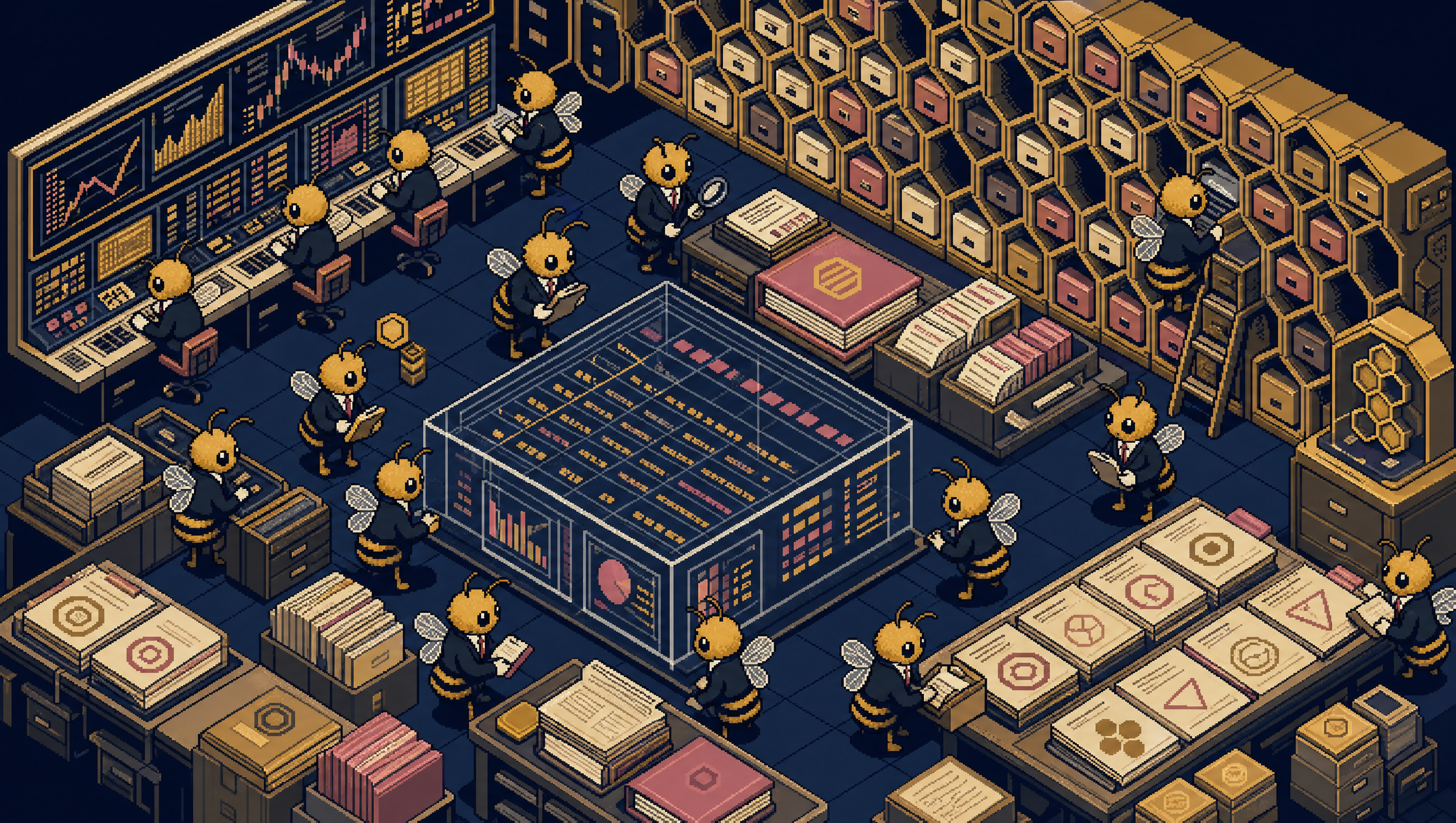 Pixel-art hive dossiers